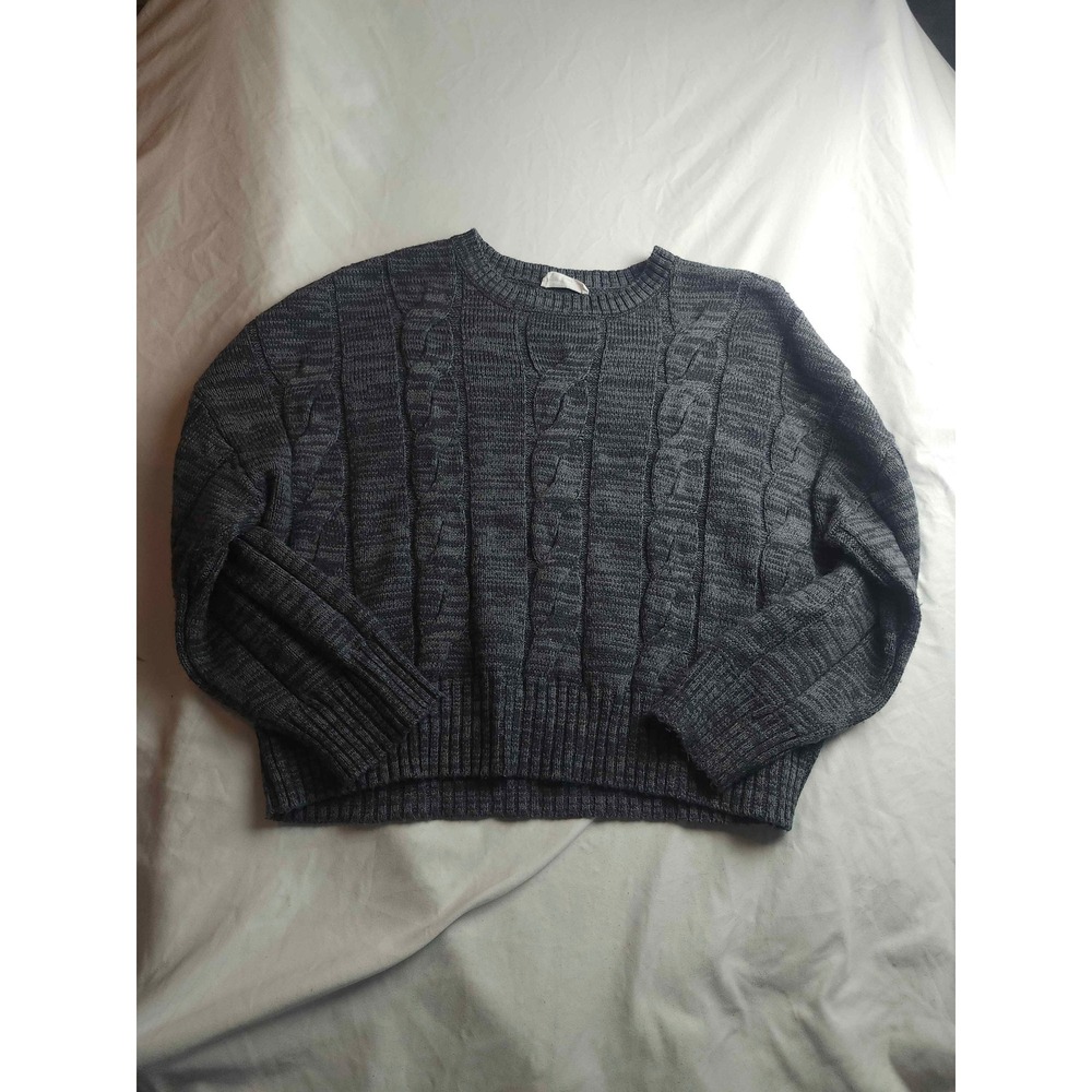 Double‎ Zero Gray Cable Knit Space Dye Crewneck Sweater Medium